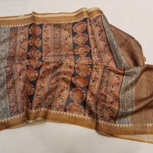 Indian Giza Kalamkari Silk Saree.