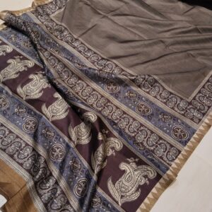 Indian Giza Kalamkari Silk Saree.